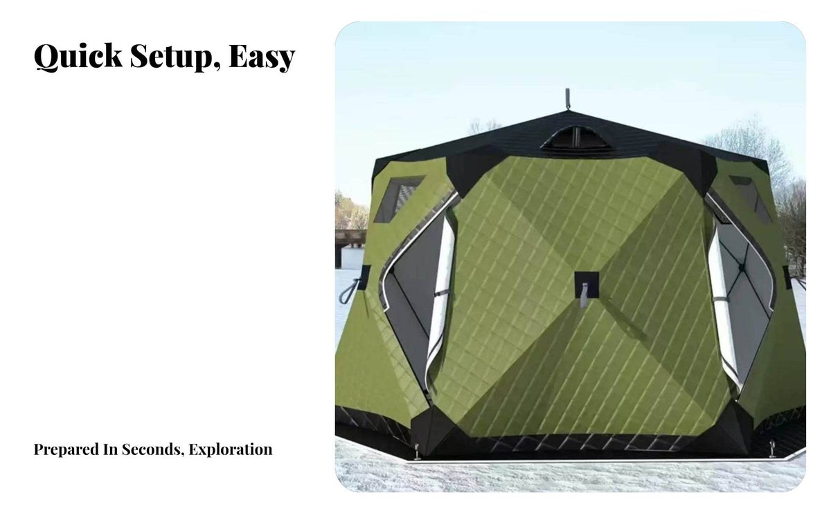 Winter Ice Fishing Tent, Outdoor Thickened Insulated Shelter, Windproof Cold-Resistant Camping Tent