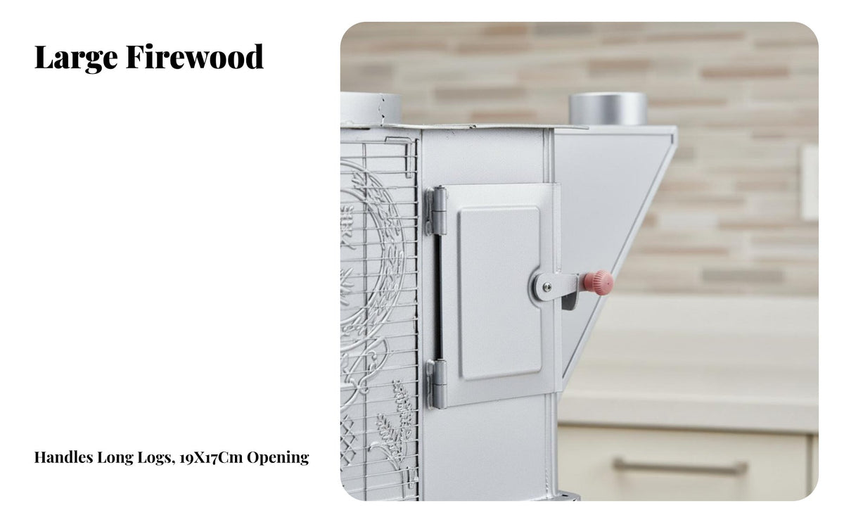 Indoor Wood Burning Stove, Multicombustible Heating Cooker, Smokeless Double burning, Thickened Steel frame