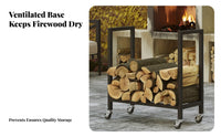 Fireplace Ash Cleaning Tool Set, Movable Log Rack, steel wood Storage Holder, Ventilated Design