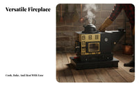 Wood Burning Fireplace, Three-Sided Viewing pane, Smokeless Heating Stove for Indoor Rural Home