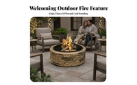 Patio Fire Bowl, Outdoor Wood Burning Fire Pit, Metal Stone Texture, Decorative Campfire Basket for Villa, Hotel