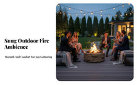 Patio Fire Bowl, Outdoor Wood Burning Fire Pit, Metal Stone Texture, Decorative Campfire Basket for Villa, Hotel