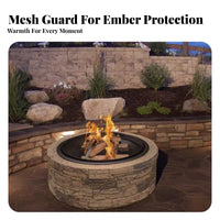 Patio Fire Bowl, Outdoor Wood Burning Fire Pit, Metal Stone Texture, Decorative Campfire Basket for Villa, Hotel