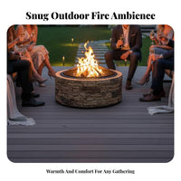 Patio Fire Bowl, Outdoor Wood Burning Fire Pit, Metal Stone Texture, Decorative Campfire Basket for Villa, Hotel