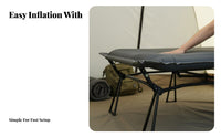 Inflatable Aluminum Alloy Cot, Portable Folding Bed, Outdoor Camping, Adjustable Height, Press-to-Inflate, Lightweight