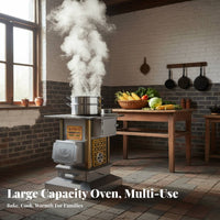 Thickened doubleenergy Gasification Stove, Smokeless Wood Heater, Indoor Movable Cooking Station