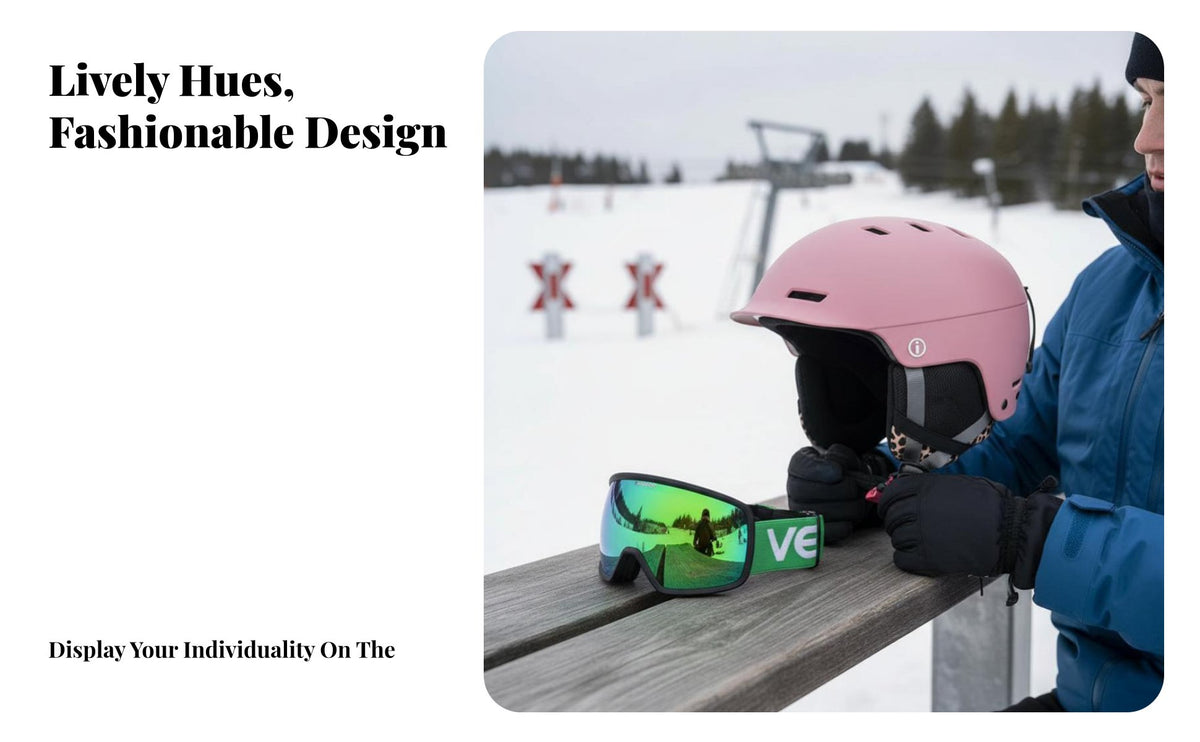 Ski Helmet, Integrated winter Goggles, Adult Unisex, Double Board, Small Brim, Protective Gear