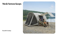 Sedan Car Tail Integrated Tent, Mesh Awning Extension, Single Bedroom and Living Room, Outdoor Camping