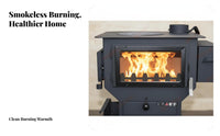 Rural Heating Stove, Winter Fireplace, Wood Compatible, Smokeless Technology, Large Viewing Window, Integrated Oven