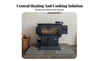 Rural Heating Stove, Winter Fireplace, Wood Compatible, Smokeless Technology, Large Viewing Window, Integrated Oven