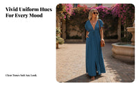 Bohemian design, single-color Color, Long Skirt, Ladies relaxed Maxi Dress, Elegant Flowing Design