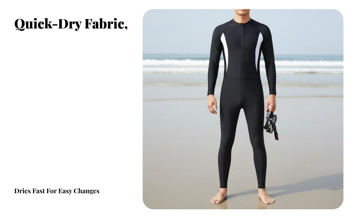 Men's Full torso Wetsuit, single-Piece Swimsuit, Long Sleeve, Long Pants, Sun Protection, Quick Dry, Surfing, Snorkeling Suit