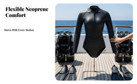 2mm Women's Wetsuit, single-Piece Neoprene, Thermal, Full figure, Sun Protection, Diving, Surfing