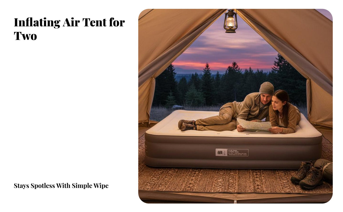 Double Automatic Air Mattress with Built-in Pump, Portable Inflatable Bed for Camping, Outdoor, Home