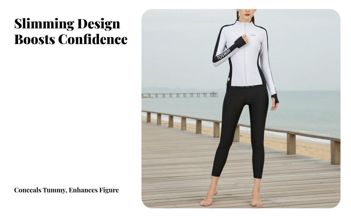 Surfing Wetsuit for Women, Two-Piece Long Sleeve Rash Guard, Sun Protection, Quick Dry, Slimming Swimsuit