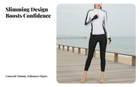 Surfing Wetsuit for Women, Two-Piece Long Sleeve Rash Guard, Sun Protection, Quick Dry, Slimming Swimsuit