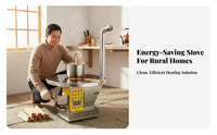 Rural Home Heating Gasification Stove, Smokeless Wood Burner, Multicombustible, Stainless Steel