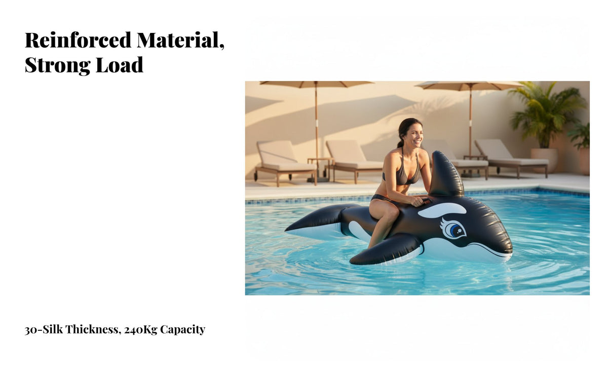Oversized Inflatable Pool Float, Whale Ride-On, Water Toy for Adults & Kids, Thickened Material, Summer Party