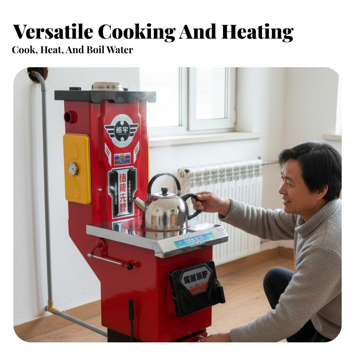 Home Heating Stove, Energy-Saving Gasification Boiler, Fast Heating, Multi-Fuel, Rural Use