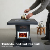 Indoor Heating Stove, Smokeless Gasification Fireplace, Wood Compatible, Rural Home, Multi-Use