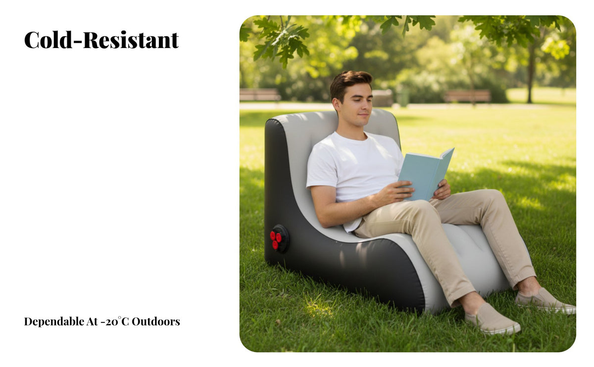 Inflatable Backrest Chair, Portable Lazy Chair, Auto Inflate/Deflate, Cold-Resistant, For Car, Home, Camping