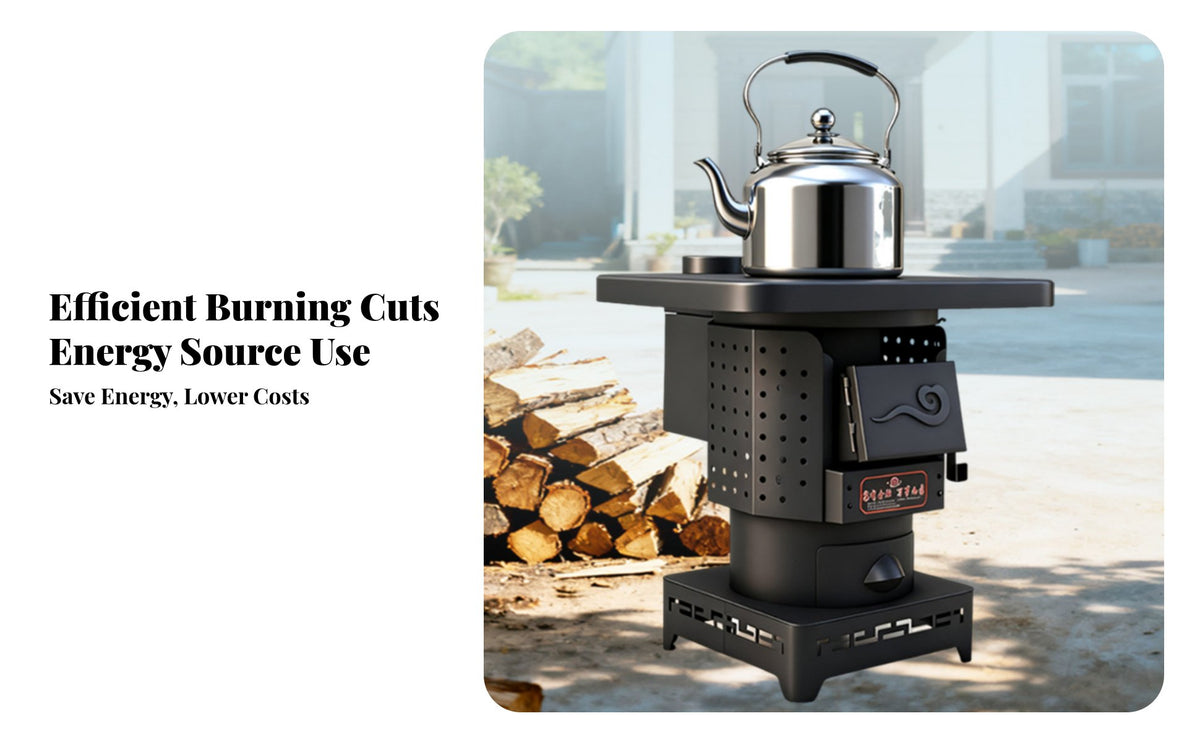 Smokeless Gasification Stove, double energy Wood Indoor Heater, Thickened hexagonal Heating Stove for Home, Multi-Scene Use