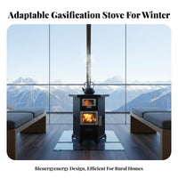 Smokeless Heating Stove, Indoor Wood Gasification Heater, Home Winter Dual-Fuel Stove, High-Temperature Resistant Cast Iron
