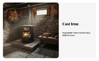 Smokeless Heating Stove, Indoor Wood Gasification Heater, Home Winter Dual-Fuel Stove, High-Temperature Resistant Cast Iron