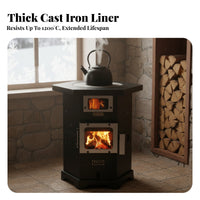 Smokeless Heating Stove, Indoor Wood Gasification Heater, Home Winter Dual-Fuel Stove, High-Temperature Resistant Cast Iron