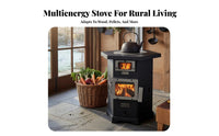 Smokeless Heating Stove, Indoor Wood Gasification Heater, Home Winter Dual-Fuel Stove, High-Temperature Resistant Cast Iron