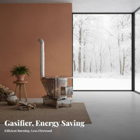 Energy-Saving Wood Gasification Stove, Thickened Stainless Steel Indoor Fireplace, Smokeless Heating for Rural Homes