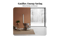 Energy-Saving Wood Gasification Stove, Thickened Stainless Steel Indoor Fireplace, Smokeless Heating for Rural Homes
