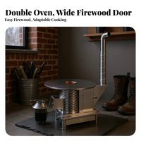 Energy-Saving Wood Gasification Stove, Thickened Stainless Steel Indoor Fireplace, Smokeless Heating for Rural Homes