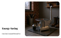 Energy-Saving Wood Gasification Stove, Thickened Stainless Steel Indoor Fireplace, Smokeless Heating for Rural Homes