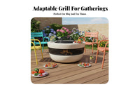 Outdoor Fire Pit Grill Table, Multi-Functional Heating & Tea Indoor Home Barbecue, Carbon Electric Combo