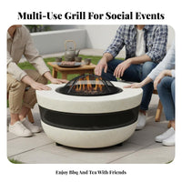 Outdoor Fire Pit Grill Table, Multi-Functional Heating & Tea Indoor Home Barbecue, Carbon Electric Combo