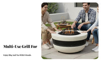 Outdoor Fire Pit Grill Table, Multi-Functional Heating & Tea Indoor Home Barbecue, Carbon Electric Combo