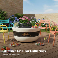 Outdoor Fire Pit Grill Table, Multi-Functional Heating & Tea Indoor Home Barbecue, Carbon Electric Combo