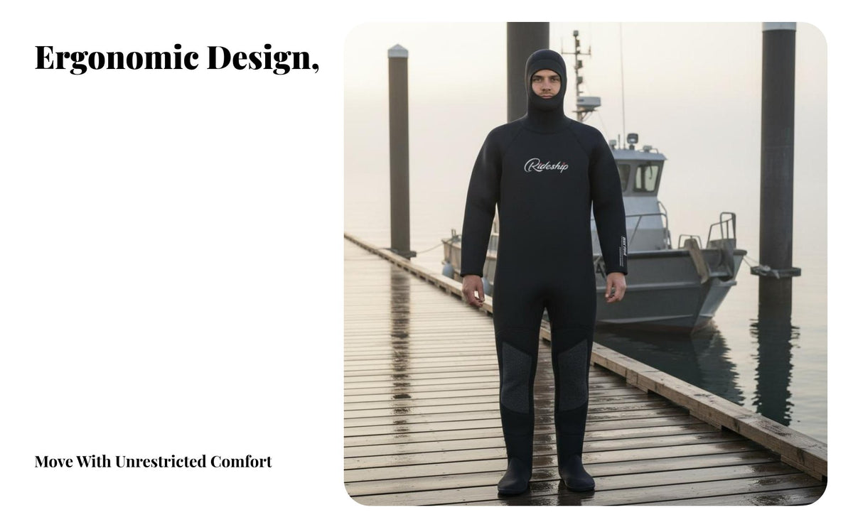 5mm Dry Diving Suit, Full torso single-Piece, Hooded, Waterproof, Thermal, for Underwater Work