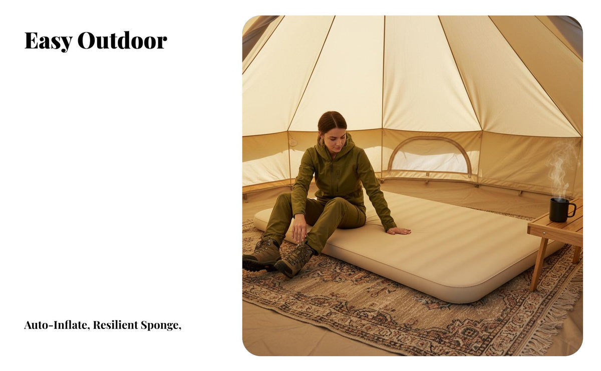 Inflatable Mattress, Outdoor Automatic Air Mattress, three-dimensional Sponge Cheese design, Camping Tent Bed
