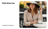 Vintage silk-like Fedora Hat, Wide Brim Sun Hat, Flat Top, Elegant Women's Autumn Accessory