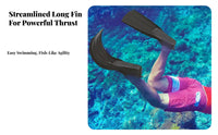 Swimming Fins, Long Silicone Flippers, Comfortable, Diving, Snorkeling, Training Gear