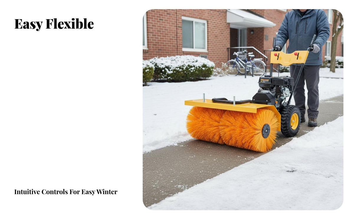 Compact Hand-Push Snow Removal Tool, Multi-Function, Gas-Powered, for Home Paths