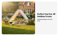 Low-Profile Triangle Tent, Outdoor Sunshade Awning, Windproof Shelter for Rooftop, Restaurant, BBQ, Camping, Courtyard, Market