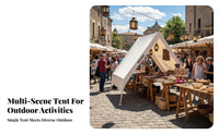 Low-Profile Triangle Tent, Outdoor Sunshade Awning, Windproof Shelter for Rooftop, Restaurant, BBQ, Camping, Courtyard, Market