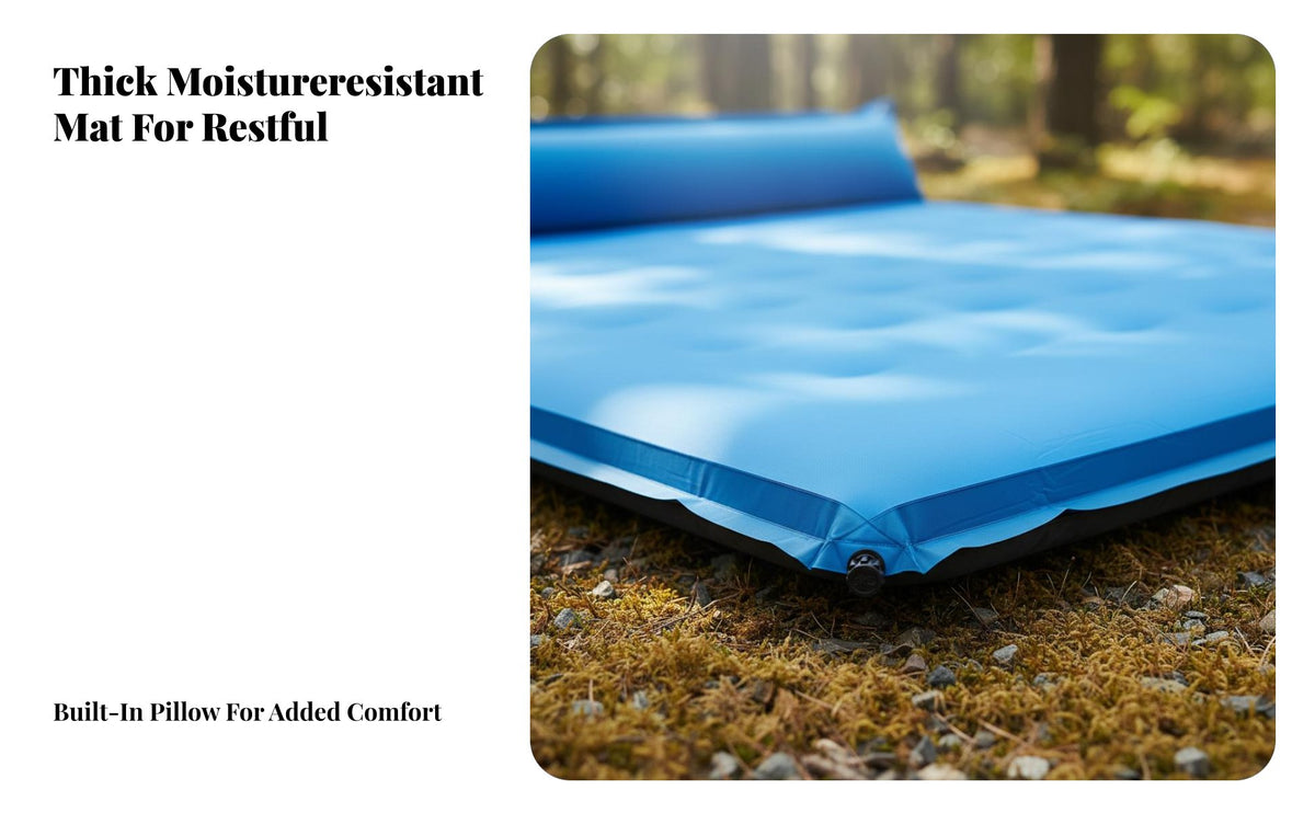 Automatic Inflatable Mattress, additional Wide, Thickened Moistureresistant Pad, 2-3 Person Camping Bed, Outdoor Use