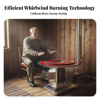 146 lb Cast Iron Gasification Stove, double energy Wood Heater, Rural Heating, Replaceable Liner