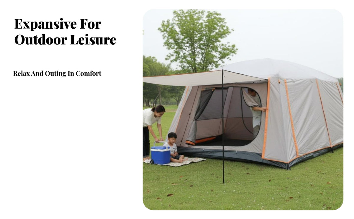 Two-Room Family Camping Tent, Rainproof Large Tent, 3-12 Person, sun protection tent for outdoor gathering, Easy Setup