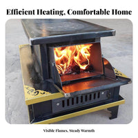 Tibetan Wood Burning Stove, Indoor Fireplace Heater, Efficient Heating for Home & Patio, Winter Use, Metal Construction