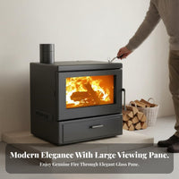 Wood Burning Fireplace, Indoor Heating Stove, Large Viewing viewing panel, Home, Villa, Commercial Use